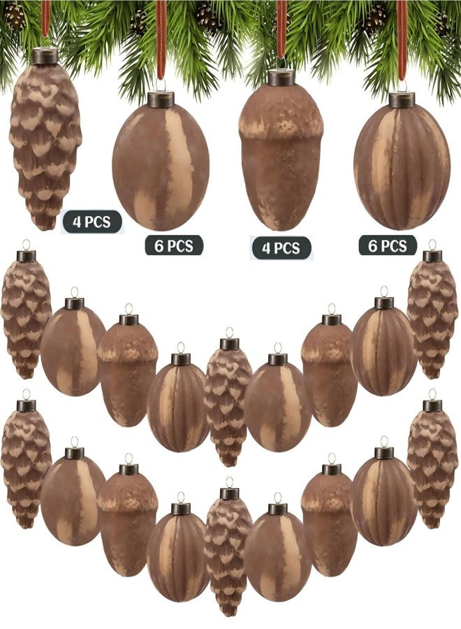 Vertintong 20 Pcs Vintage Christmas Ball Ornaments Neutral Textured Christmas Tree Hanging Decorations with Loop Antique Rustic Distressed Ornaments Decor for Home Farmhouse Xmas Party(Brown) - Image 3